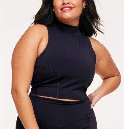 Women's high neck racerback sports tank full coverage low support sleeveless crop top