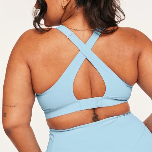 Women's high support back cross sports bra with adjustable straps