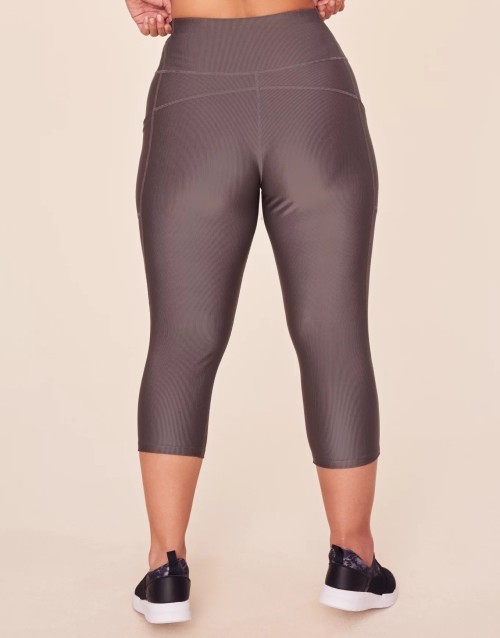 Women's rib lace up crop leggings with side pockets high waisted yoga capris