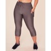 Women's rib lace up crop leggings with side pockets high waisted yoga capris