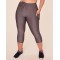 Women's rib lace up crop leggings with side pockets high waisted yoga capris