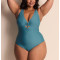 Plus size V neckline cut out swimwear with adjustable straps
