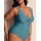 Plus size V neckline cut out swimwear with adjustable straps
