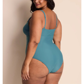 Plus size V neckline cut out swimwear with adjustable straps