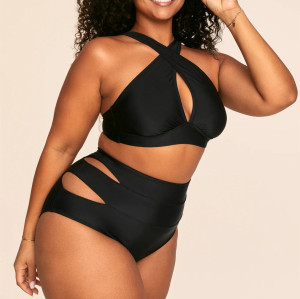 Front cross padded bikini top hollow back swimwear top with adjustable straps