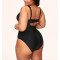 Plus size v neck lace up swimwear one piece flattering bikini sets with removable padding