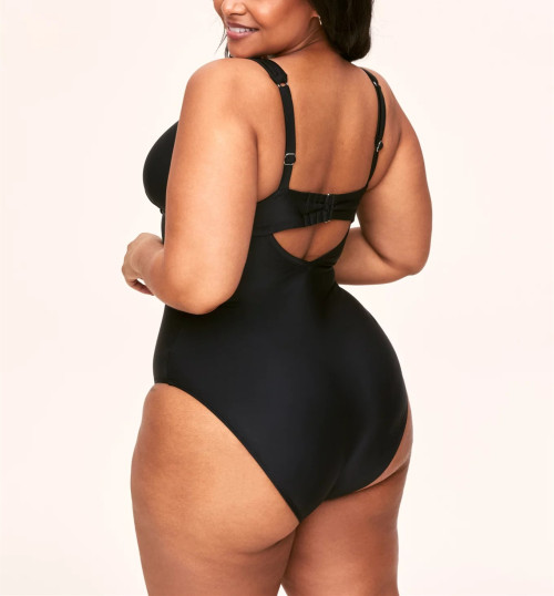 Plus size v neck lace up swimwear one piece flattering bikini sets with removable padding