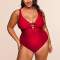 Plus size v neck lace up swimwear one piece flattering bikini sets with removable padding