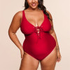 Plus size v neck lace up swimwear one piece flattering bikini sets with removable padding