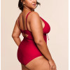 Plus size v neck lace up swimwear one piece flattering bikini sets with removable padding