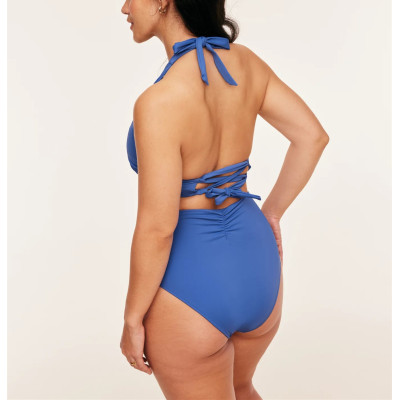 Women's halter tie up padded bikini top plus size open back swimwear top