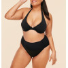 Women's halter tie up padded bikini top plus size open back swimwear top