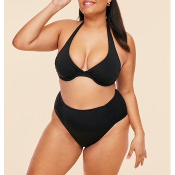 Women's halter tie up padded bikini top plus size open back swimwear top