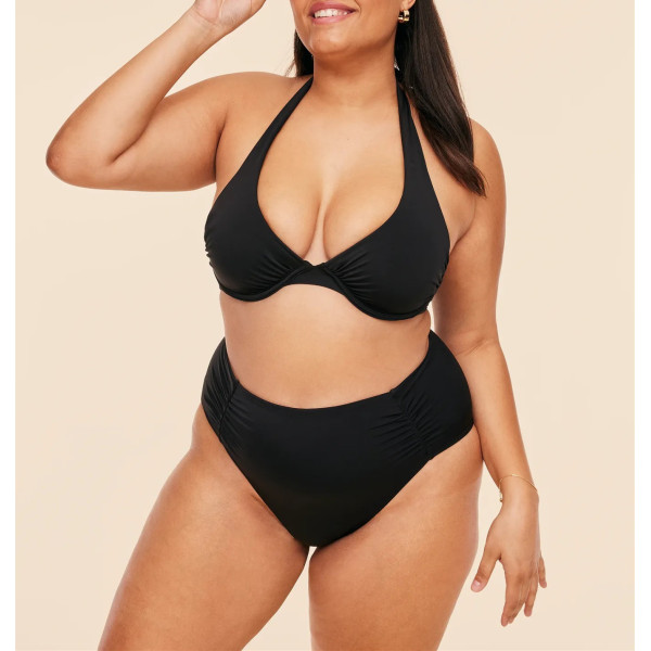 Women's halter tie up padded bikini top plus size open back swimwear top