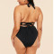 Women's halter tie up padded bikini top plus size open back swimwear top