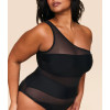 Women's one shoulder mesh spliced swimsuits with removable padding