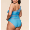 Women's one shoulder mesh spliced swimsuits with removable padding