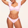 Short sleeve ruched front bikini top padded lower back swimwear