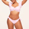 Short sleeve ruched front bikini top padded lower back swimwear
