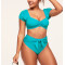 Short sleeve ruched front bikini top padded lower back swimwear