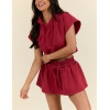 Women's short sleeve cropped hoodies relaxed fit hooded sweatshirts