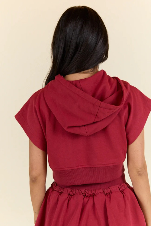 Women's short sleeve cropped hoodies relaxed fit hooded sweatshirts