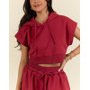 Women's short sleeve cropped hoodies relaxed fit hooded sweatshirts