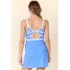 Scoop neck double strap activewear dress with built in shorts back hollow out tennis dress