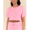 Women's short sleeve cotton cropped t shirts with pockets