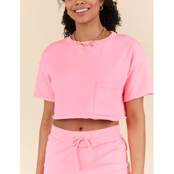 Women's short sleeve cotton cropped t shirts with pockets