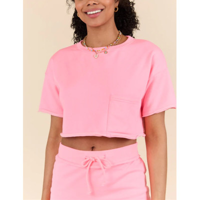 Women's short sleeve cotton cropped t shirts with pockets