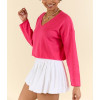 Women's long sleeve V neck cropped pullover