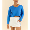 Women's long sleeve V neck cropped pullover