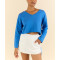 Women's long sleeve V neck cropped pullover