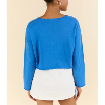 Women's long sleeve V neck cropped pullover