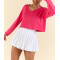Women's long sleeve V neck cropped pullover