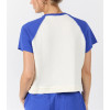 Women's short sleeve color block button t shirts with side slit regular fit cropped tees