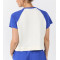 Women's short sleeve color block button t shirts with side slit regular fit cropped tees