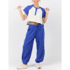 Women's short sleeve color block button t shirts with side slit regular fit cropped tees
