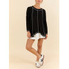Women crew neck contrast stitching long sleeve t shirts