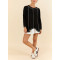 Women crew neck contrast stitching long sleeve t shirts