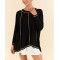 Women crew neck contrast stitching long sleeve t shirts