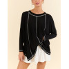 Women crew neck contrast stitching long sleeve t shirts