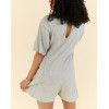 Crew neck short sleeve relaxed fit cotton rompers with side pockets