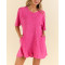 Crew neck short sleeve relaxed fit cotton rompers with side pockets