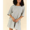 Crew neck short sleeve relaxed fit cotton rompers with side pockets