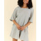 Crew neck short sleeve relaxed fit cotton rompers with side pockets