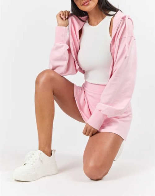 Women's relaxed fit cropped hooded cotton jackets