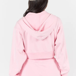 Women's relaxed fit cropped hooded cotton jackets