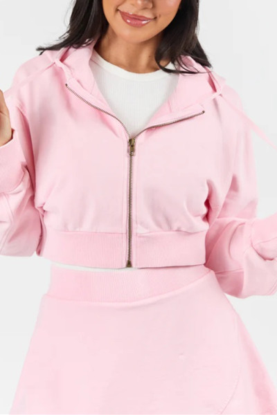 Women's relaxed fit cropped hooded cotton jackets
